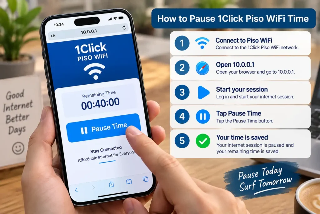 How to Pause 1Click Piso Wifi Time